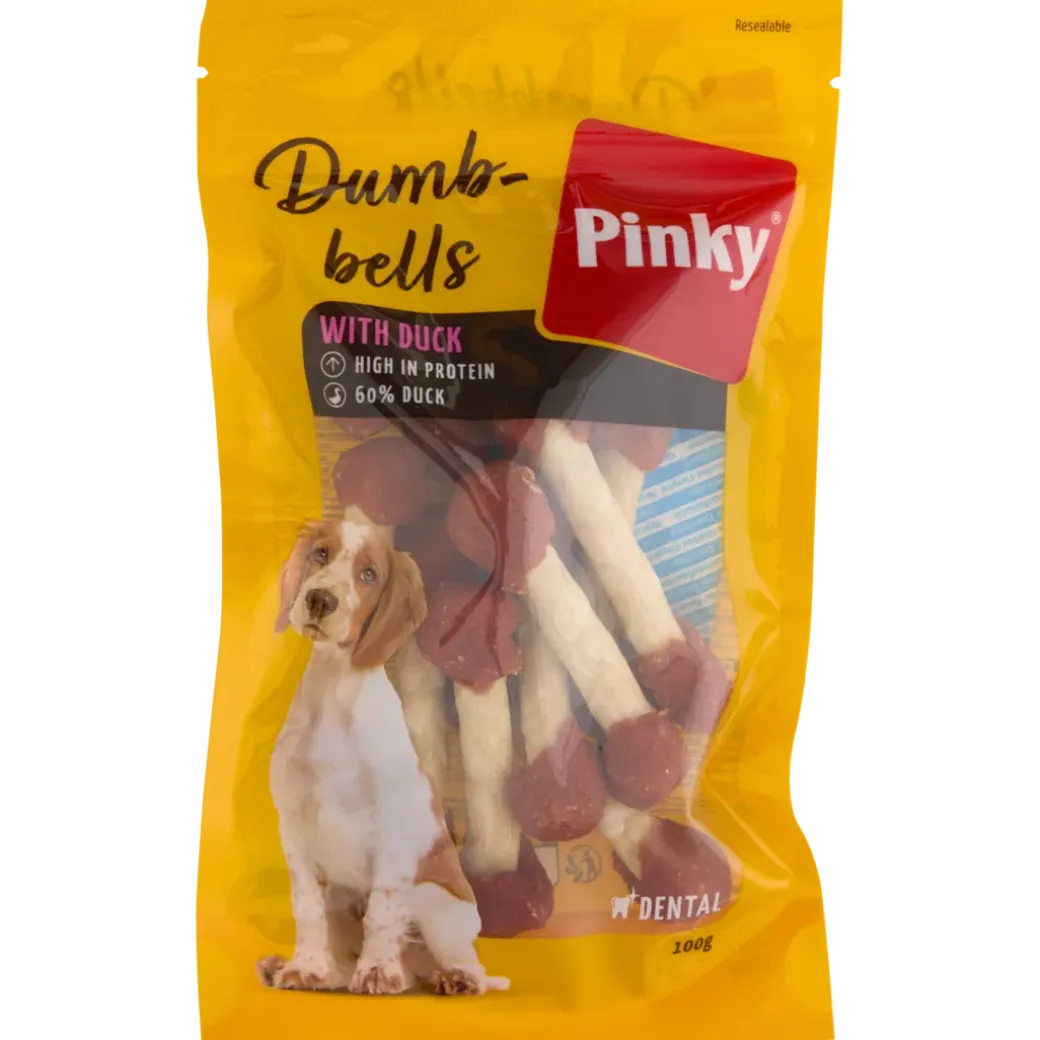 Bâtonnets à mâcher pour chien Pinky Duck Dumbbells | Action FR