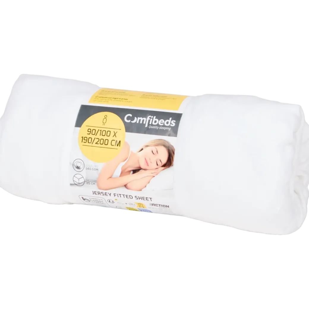 Drap-housse en jersey Comfibeds Blanc 90 x 200 x 25 cm | Action FR