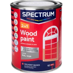 Laque satinée pour bois 2-en-1 Spectrum RAL 7036 Gris 0.75 litre | Action FR