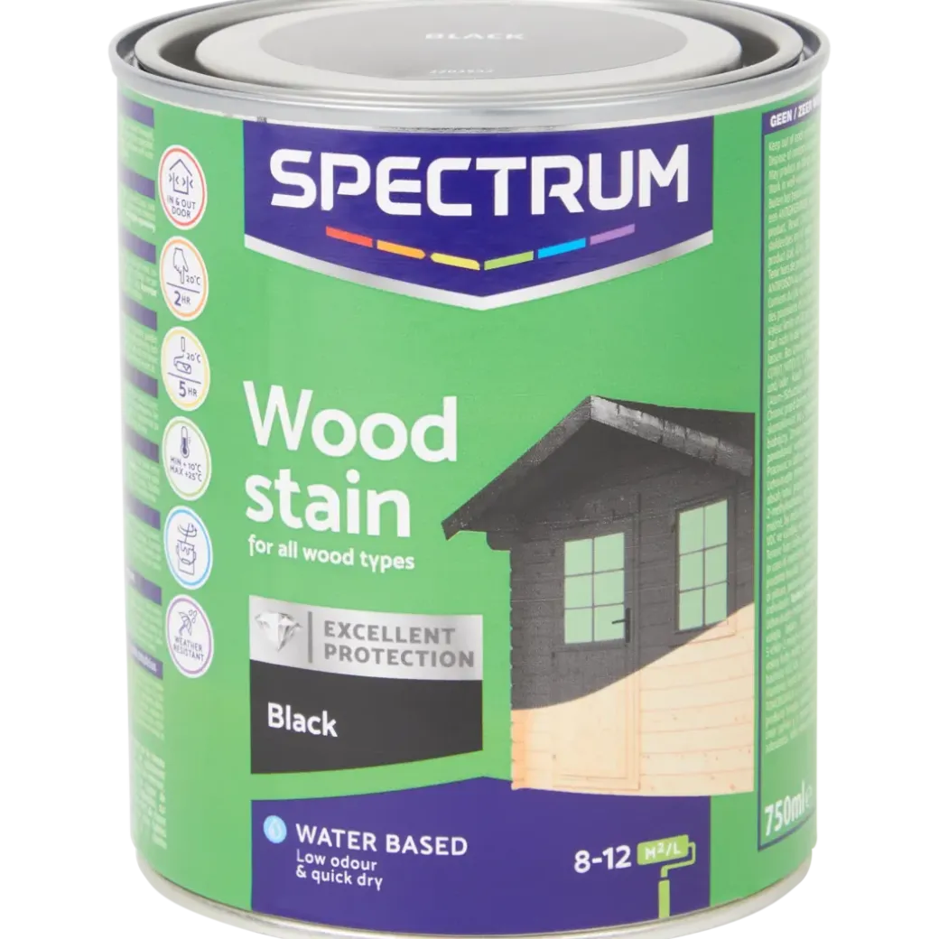 Lasure noire opaque pour bois Spectrum Noir 750 ml | Action FR