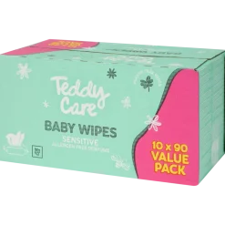 Lingettes pour bébé maxi-format Teddy Care Sensitive 10 Pièces | Action FR