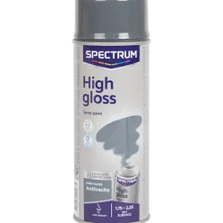 Peinture en aérosol haute brillance Spectrum Anthracite Gris 400 ml | Action FR
