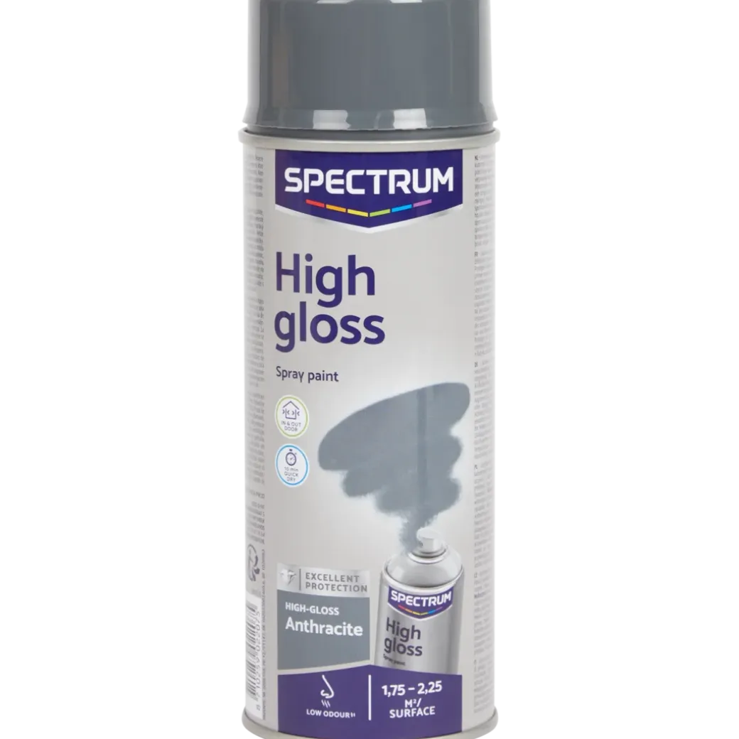 Peinture en aérosol haute brillance Spectrum Anthracite Gris 400 ml | Action FR