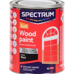 Peinture laque satinée pour bois 2-en-1 Spectrum Noir Noir | Action FR