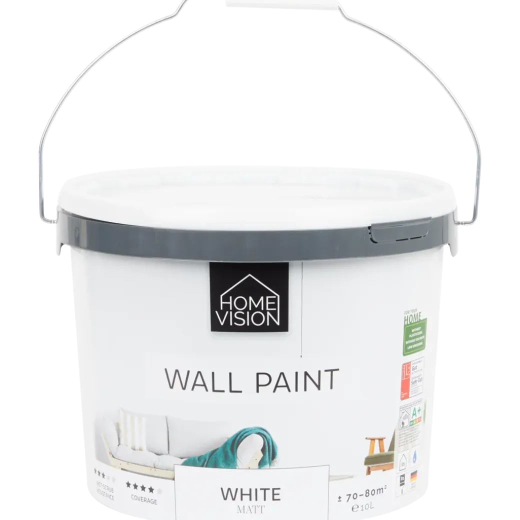 Peinture murale mate Home Vision Blanc Blanc 10 litre | Action FR