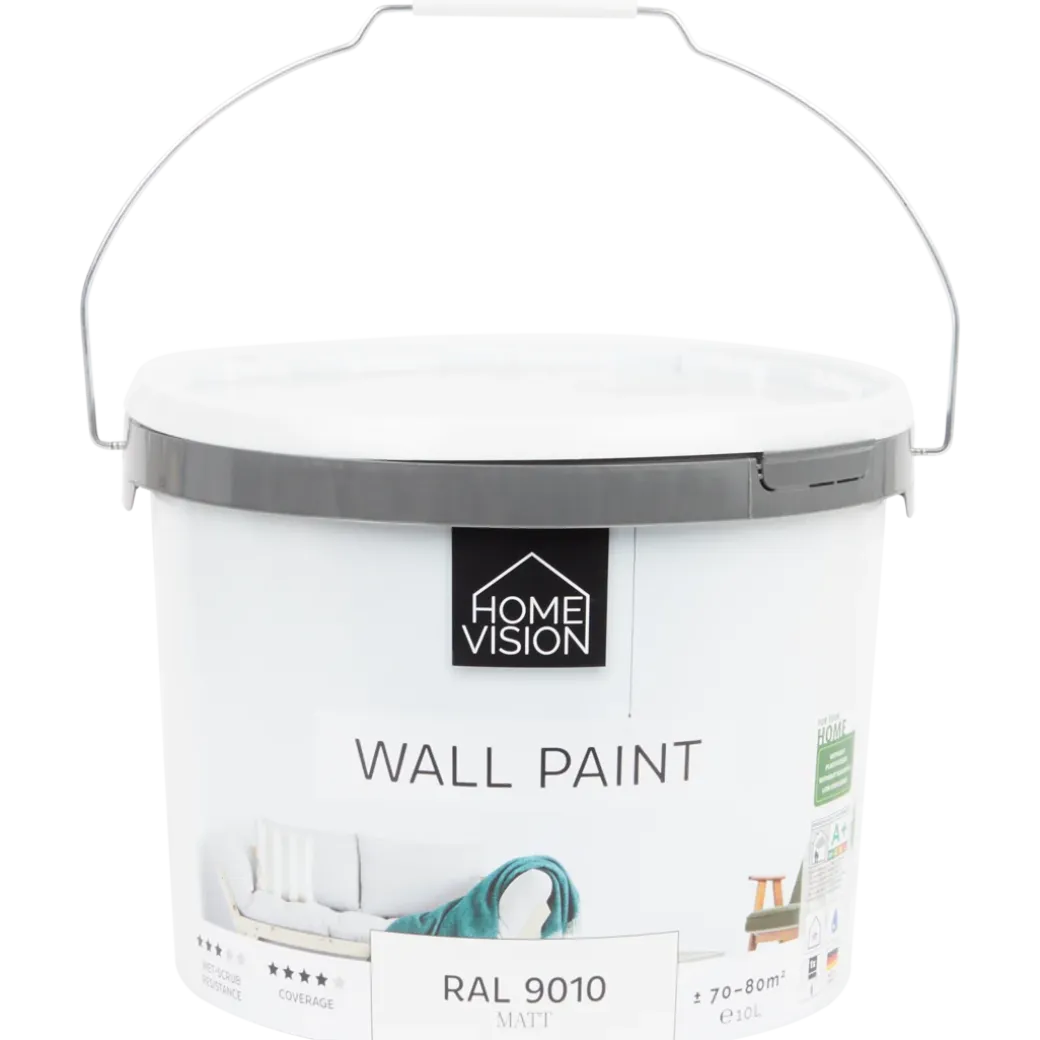 Peinture murale mate Home Vision RAL 9010 Blanc 10 litre | Action FR