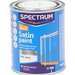 Peinture satinée 2-en-1 Spectrum RAL 9010 Blanc 750 ml | Action FR