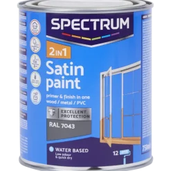 Peinture satinée 2-en-1 Spectrum RAL 7043 Gris 750 ml | Action FR