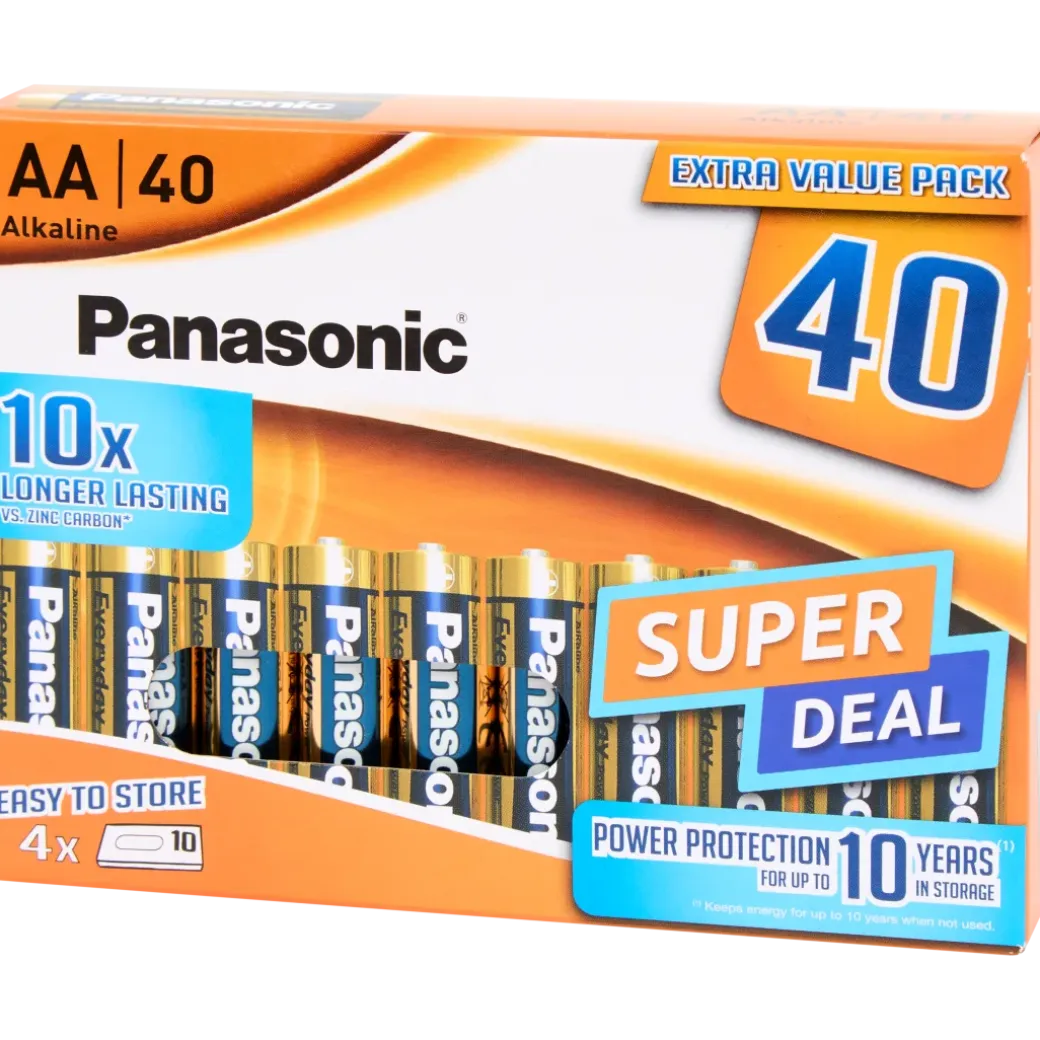 Piles alcalines Panasonic AA 40 Pièces | Action FR