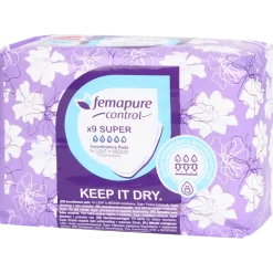 Serviettes pour incontinence Femapure Super 9 Pièces | Action FR